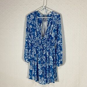 Free People Floral Blue Dress